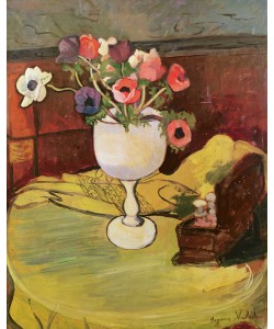 Marie Clementine Valadon, Vase of Flowers, Anemones in a White Glass (oil on canvas)
