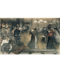 Théophile-Alexandre Steinlen, Ball at the Barriere (colour litho)