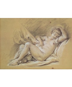 Francois Boucher, Nude Woman on a Bed (charcoal & white chalk on paper)