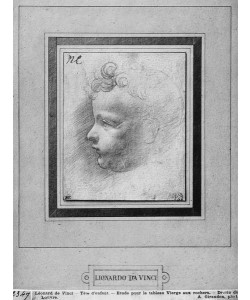 Leonardo da Vinci, Head of a child (pencil on paper) (b/w photo)