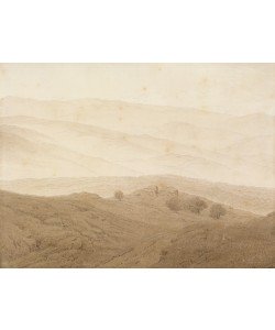 Caspar David Friedrich, Mountain landscape near Teplitz (graphite and wash)
