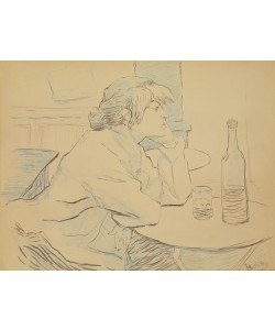 Henri de Toulouse-Lautrec, Woman Drinker, or The Hangover, 1889 (ink and coloured pencil)