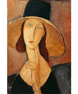 Amedeo Modigliani, Portrait of Jeanne Hebuterne in a large hat, c.1918-19 (oil on canvas)