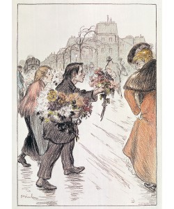Théophile-Alexandre Steinlen, Florists walking around the outer Boulevards (pencil and crayon on paper)