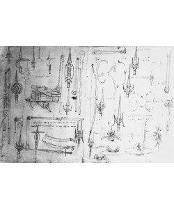 Leonardo da Vinci, Weapons and shields, c.1487-88 (metalpoint with pen & ink on paper)