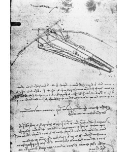 Leonardo da Vinci, MS B 2173, folio 74v: Study for a flying machine, 1487-1490 (pen & ink on paper)