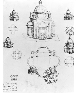 Leonardo da Vinci, Studies for a building of a centralised plan, detail of fol. 3v from Codex Ashburnham I and II (formerly part of Manuscript B (2184)), c.1492 (pen & ink on paper)