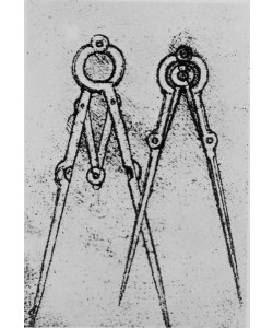 Leonardo da Vinci, Two types of adjustable-opening compass, fol. 108v from Paris Manuscript H, 1493-4 (pen & ink on paper)