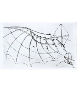 Leonardo da Vinci, Diagram of a mechanical wing, manuscript B, 1488-89 (pen & ink on paper) (b/w photo)