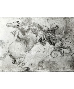 Leonardo da Vinci, Battle between a Rider and a Dragon, c.1482 (stylus underdrawing, pen and brush on paper)