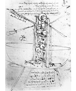 Leonardo da Vinci, Vertically standing bird's-winged flying machine, fol. 80r from Paris Manuscript B, 1488-90 (pen and ink on paper)