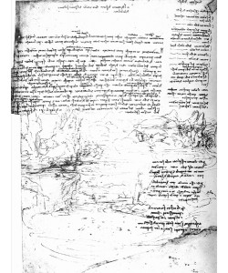 Leonardo da Vinci, Fol.145v-a, page from Da Vinci's notebook (pen & ink on paper)
