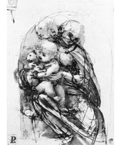 Leonardo da Vinci, Study for a Madonna with a Cat, c.1478-80 (pen & ink over stylus underdrawing on paper)