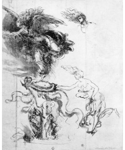 Leonardo da Vinci, Silhouette of an Angel (pen and ink on paper)