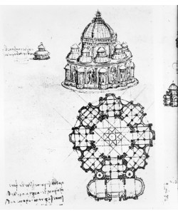 Leonardo da Vinci, Detail of a Centralised church, c.1488 (pen & ink and wash over black chalk)