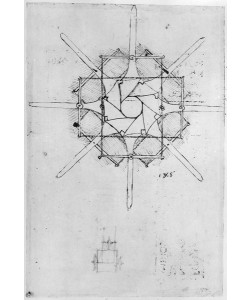 Leonardo da Vinci, Design for a folding Capstan handle, Fol. 376v-c (pen and ink on paper)