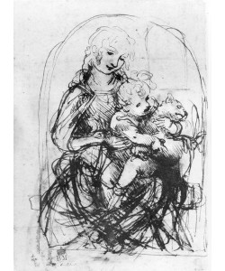 Leonardo da Vinci, Study for a Madonna with a Cat, c.1478-80 (pen and ink over stylus underdrawing on paper)