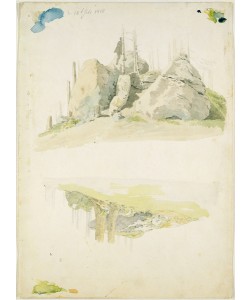 Caspar David Friedrich, Rock and Tree: Two Studies, 12th July 1810 (w/c and pencil on paper)