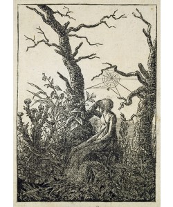 Caspar David Friedrich, The Woman with a Spider's Web in the middle of Leafless Trees (woodcut)