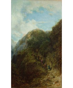 Carl Spitzweg, Tourists in the Mountain (oil on canvas)