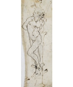 Leonardo da Vinci, Study of St. Sebastian, 1480-81 (pen & ink over pencil on paper)