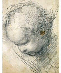 Raphael, Head of a Cherub (black chalk and charcoal on paper)