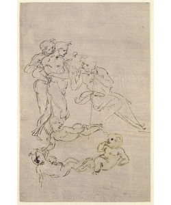 Leonardo da Vinci, Figural Study for the Adoration of the Magi (Joseph and Two Shepherds and Sketches for the Christ Child), c.1481 (pen & ink on paper)