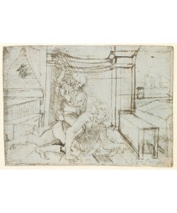 Leonardo da Vinci, Aristotle and Phyllis (or Campaspe), c.1480 (pen and ink on blue paper)