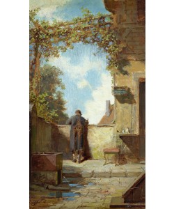 Carl Spitzweg, Old Man on the Terrace (oil on panel)
