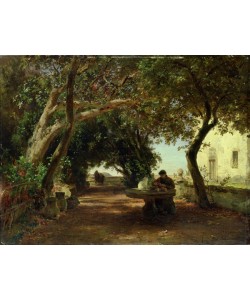 Andreas Achenbach, Italian Cloisters (oil on canvas)