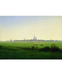 Caspar David Friedrich, Meadows near Greifswald (oil on canvas)