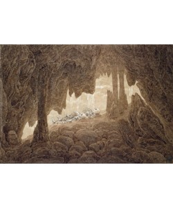 Caspar David Friedrich, Skeleton in the Cave (sepia ink and pencil on paper)