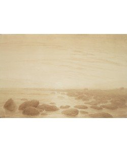 Caspar David Friedrich, Moonrise on the Sea (Sunset across the Sea) (sepia ink and pencil on paper)