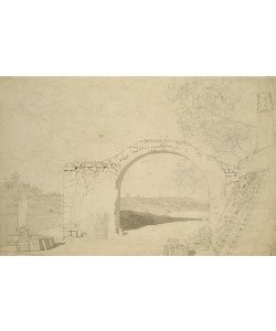 Caspar David Friedrich, River Landscape with an Arch (unfinished) (pencil, pen and w/c on paper)