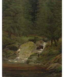 Caspar David Friedrich, The Evergreens by the Waterfall (oil on canvas)