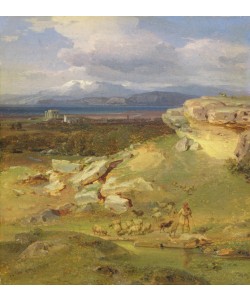 Carl Rottmann, Landscape near Corinth, c.1835 (oil on paper on canvas)