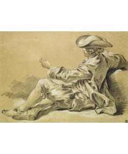Francois Boucher, Small boy with a fishing rod, 1755 (black and white chalk with red chalk on light brown paper)