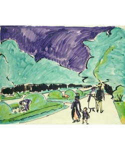 Ernst Ludwig Kirchner, Entrance to a large garden in Dresden, 1905 (pen and ink and w/c on paper)