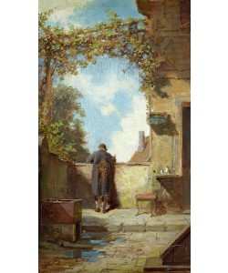 Carl Spitzweg, Old Man on the Terrace (oil on panel)