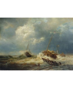 Andreas Achenbach, Ships in a Storm on the Dutch Coast, 1854 (oil on canvas)