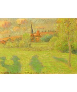 Camille Pissarro, The shepherd and the church of Eragny, 1889 (oil on canvas)