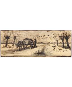 Vincent van Gogh, Ox-Cart in the Snow, from a series of four drawings representing the four seasons (pencil, pen & brown ink on paper) (see also 61644-6)