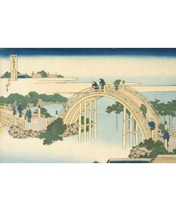 Katsushika Hokusai, Drum Bridge of Kameido Tenjin Shrine from the Series Wondrous Views of Famous Bridges in All the Province, 19th century (colour woodblock print)