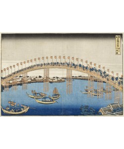 Katsushika Hokusai, Temma Bridge, Settsu Province from the Series Wondrous Views of Famous Bridges of Various Provinces, c.1835 "