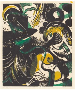 Franz Marc, Genesis II (Schopfungsgeschichte II), 1914 (woodcut in yellow, black, and green)