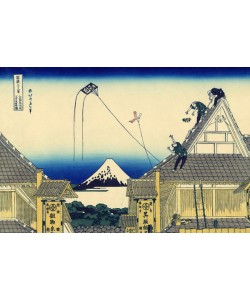 Katsushika Hokusai, A sketch of the Mitsui shop in Suruga street in Edo, c.1830 (woodblock print)