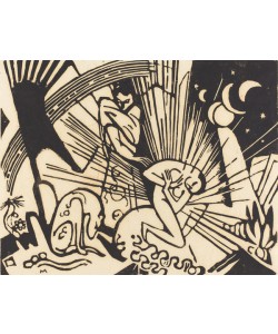 Franz Marc, Reconciliation (Versoehnung), 1912 (woodcut in black on japan paper)