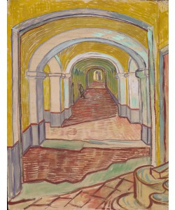 Vincent van Gogh, ""Corridor in the Asylum, 1889 (oil over black chalk on pink laid (""""Ingres"""") paper)""""