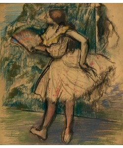 Edgar Degas, Dancer with a Fan, c.1890-95 (pastel and charcoal on buff-colored wove tracing paper)