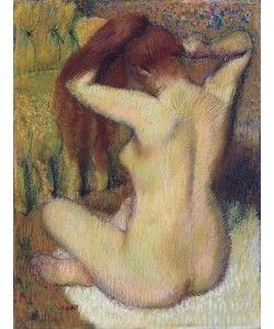 Edgar Degas, Woman Combing Her Hair, c.1888-90 (pastel on light green wove paper attached to mount)